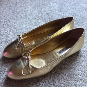 Manolo Blahnik Shimmering Gold Flats